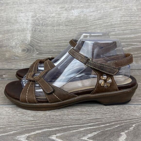 Dansko Caroline Women’s Sz 9.5-10/EU 40 Brown Leather Slingback Floral Sandals - Picture 3 of 10